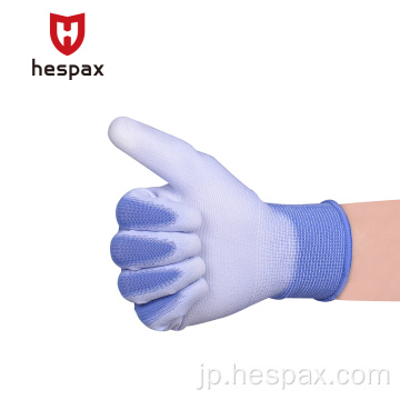 Hespax 13Gポリエステル構造抗静止PUパームグローブ